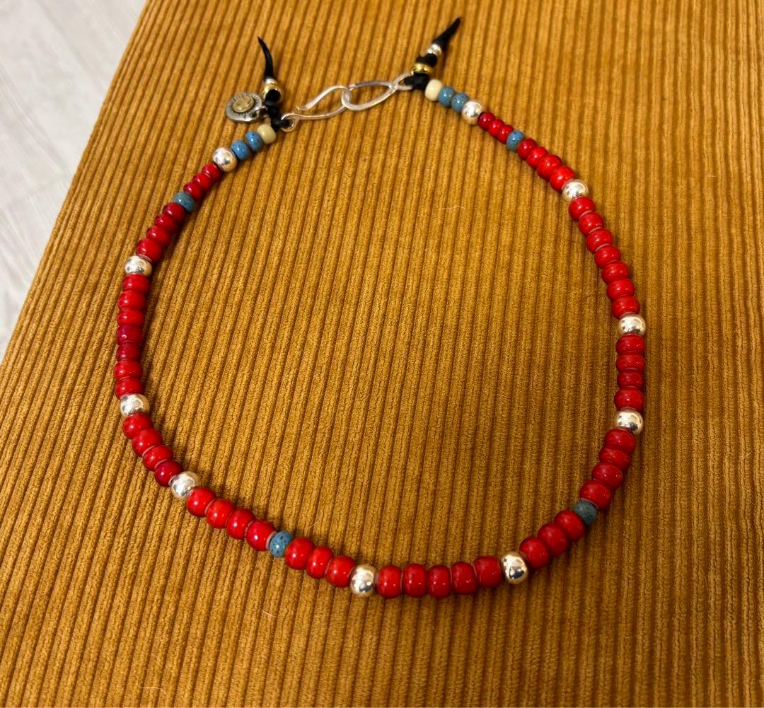 ホワイトハーツ☆SLV925ビーズ☆鹿革紐☆