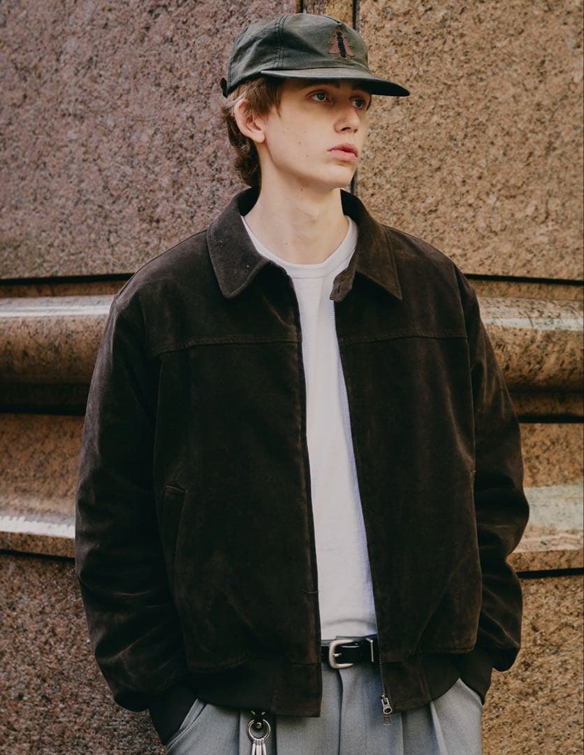 Regen Glanz シンセティックスエードジップブルゾン ブラウン　S