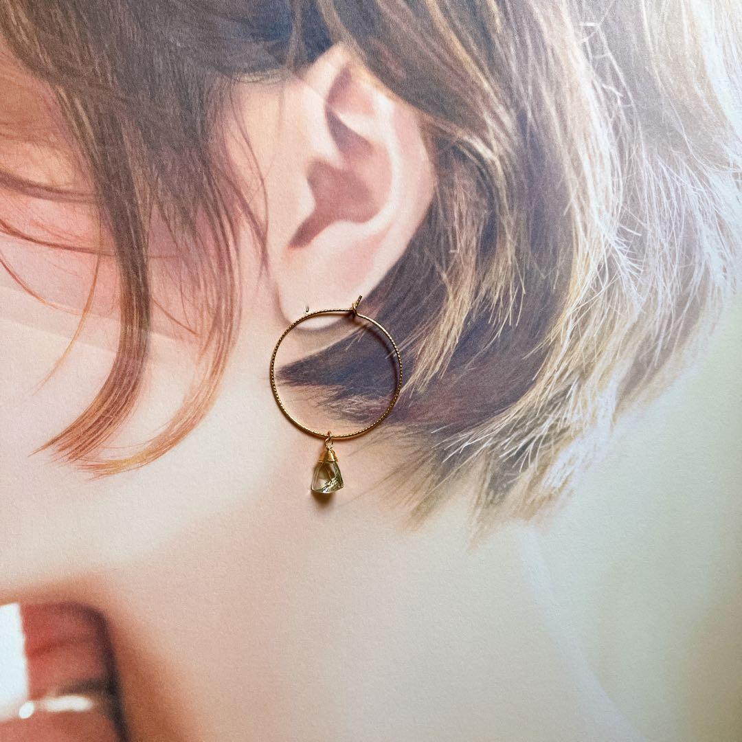 ハニーフラット◆一点物✧希少✧カラーチェンジフローライトピアス✧14kgf