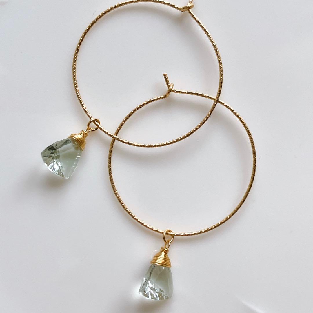 ハニーフラット◆一点物✧希少✧カラーチェンジフローライトピアス✧14kgf