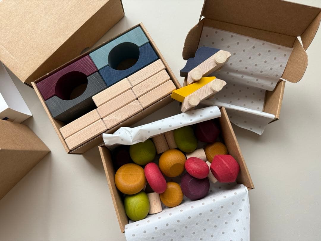 【希少・お得】lubulona ルブロナ社の積み木　トンネル、ツリー、車