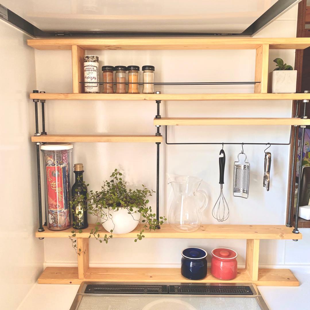 地震でも倒れない突っ張れるキッチンラックCentral☆☆窓枠インテリア☆