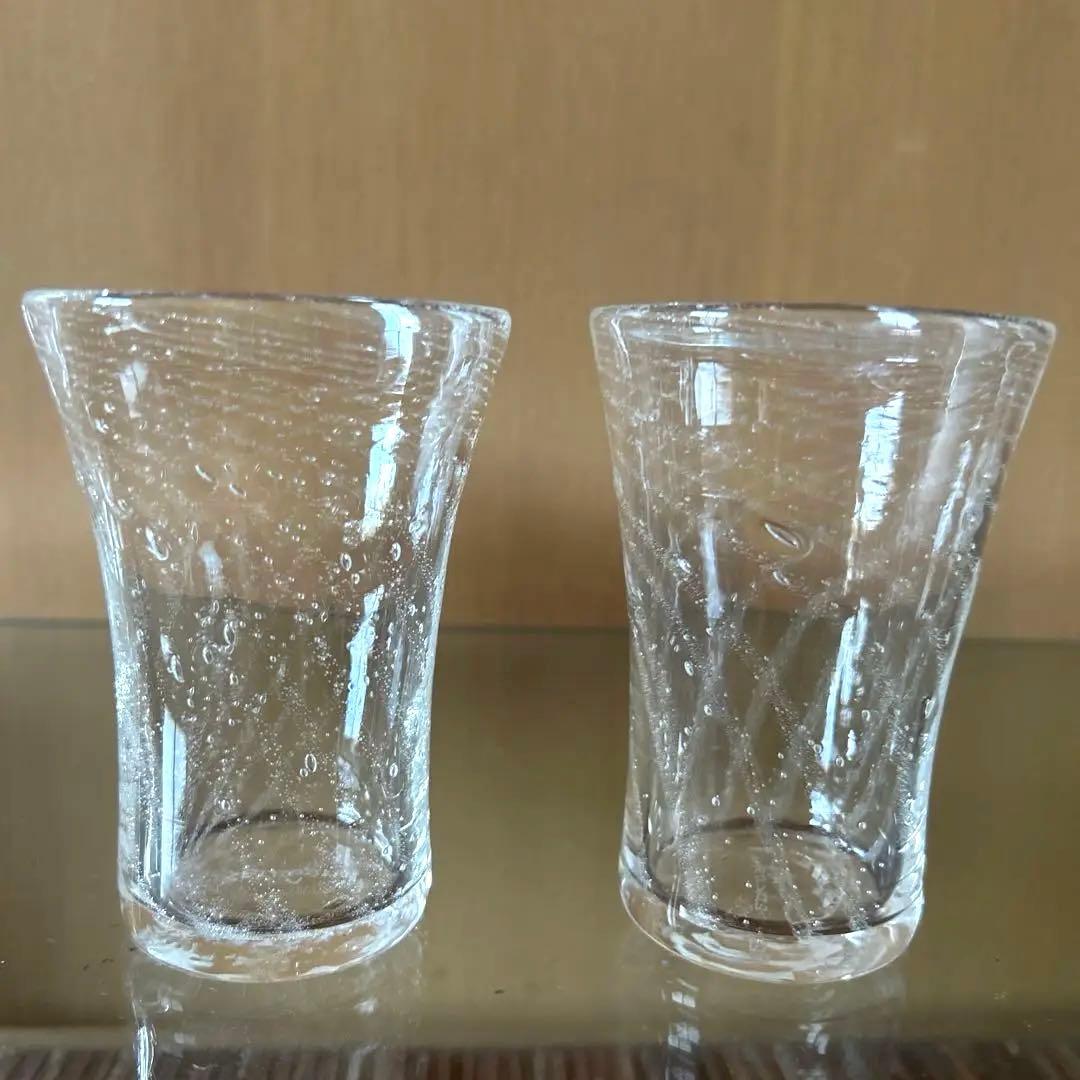 新品◆91 荒川尚也　螺旋状　アワグラス　宙吹きガラスコップ　４客　晴耕社ガラス