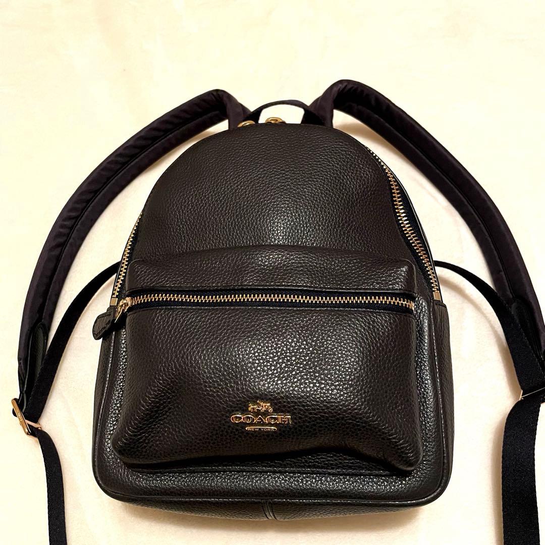 COACHコーチ　未使用　 ネイビー　レザー　しぼ革　ミニリュック　F88266