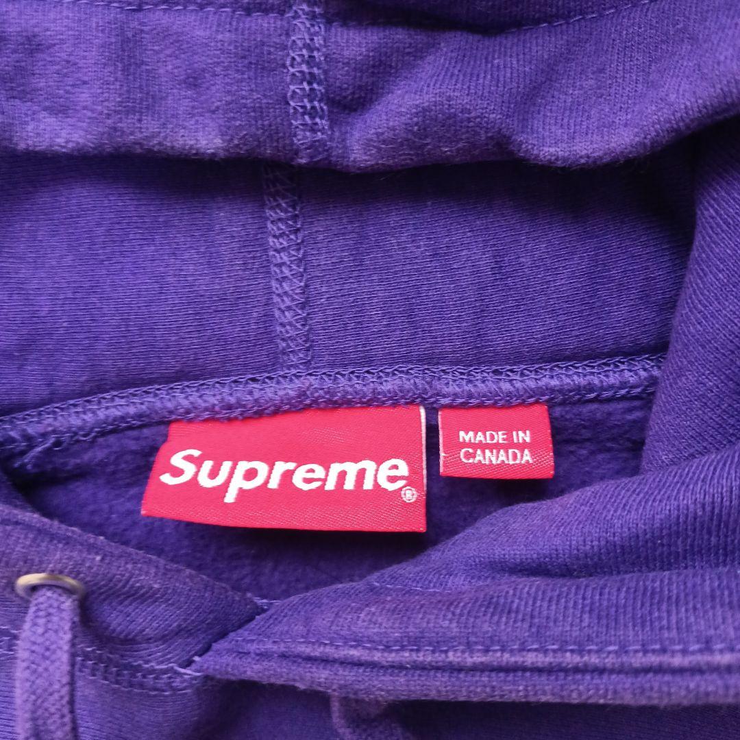 【値下げ中】シュプリーム　マイクロ　ロゴ　パーカー　紫　パープル