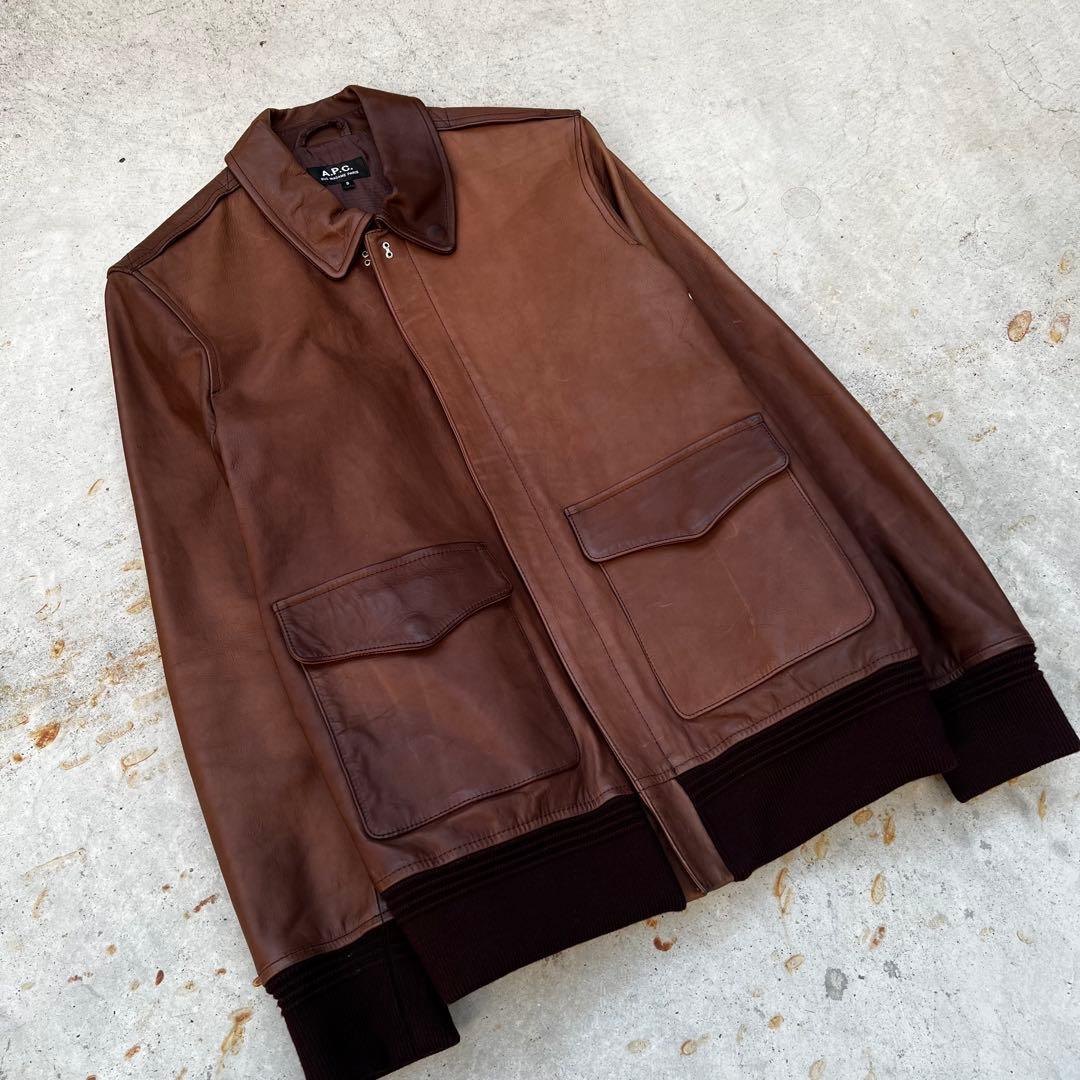 A.P.C. レザージャケット a-2 ブラウン 牛革 archive