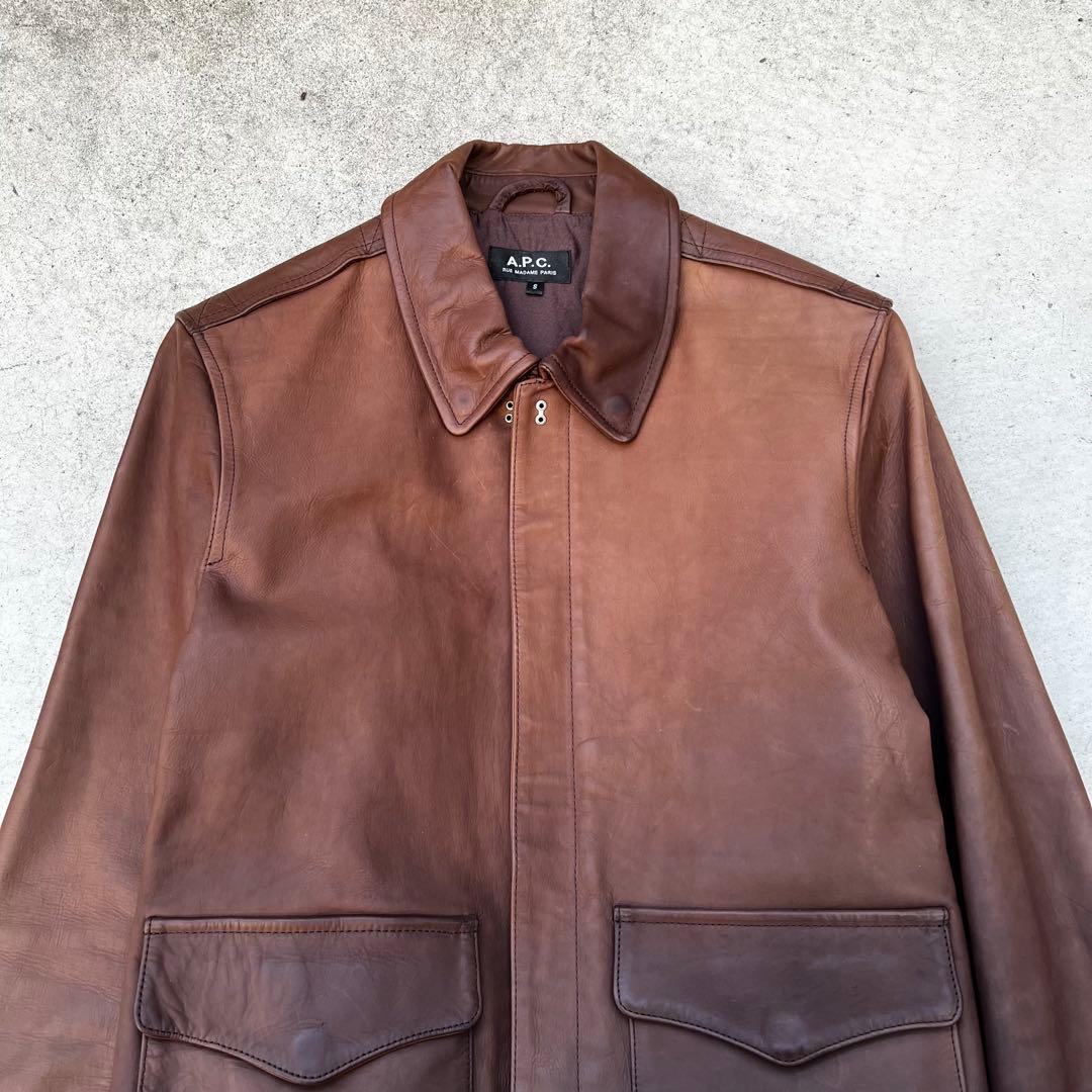 A.P.C. レザージャケット a-2 ブラウン 牛革 archive
