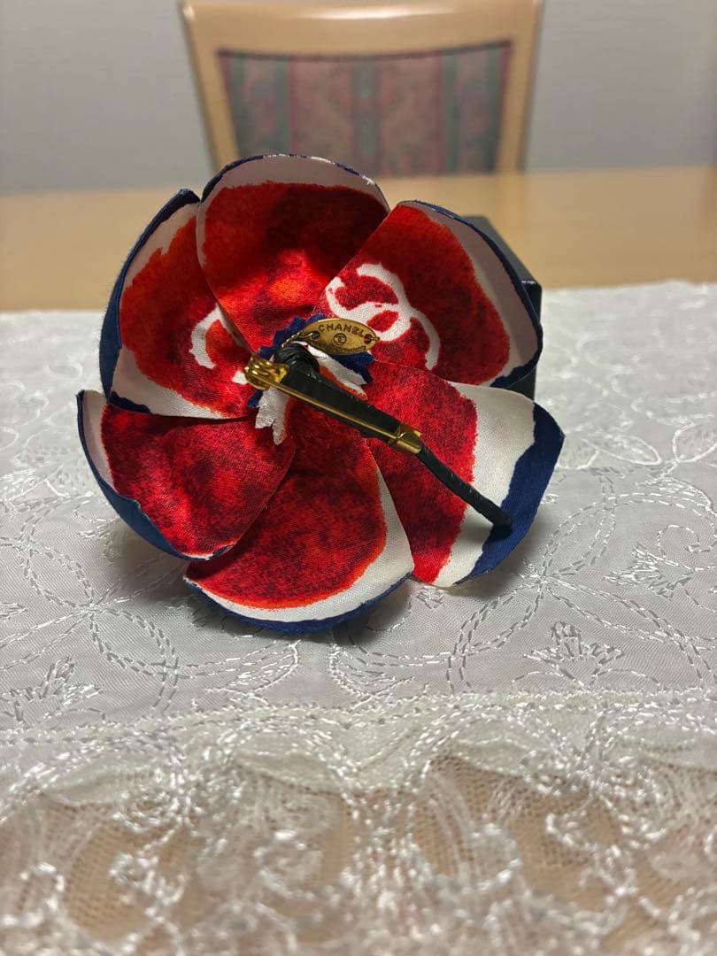 CHANEL 花型ブローチ コサージュ コットン ブローチ