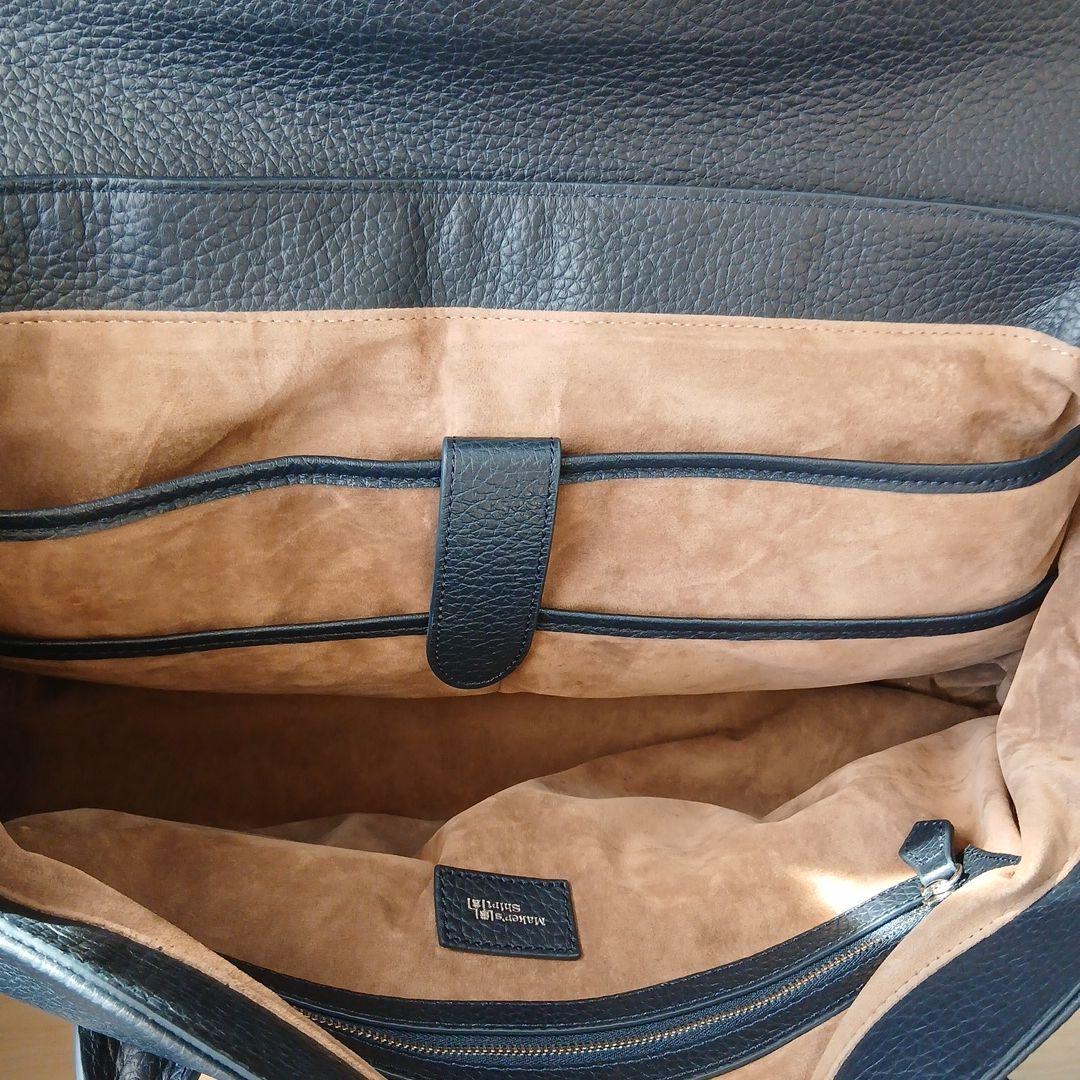 ひがし鎌倉シャツ フラップトートバッグ シュリンクレザー ネイビー