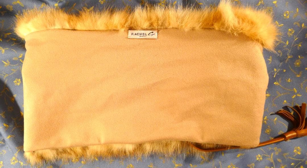 【RACHELdePARIS】ゴールデンセーブルレザーストリングス付スヌード美品