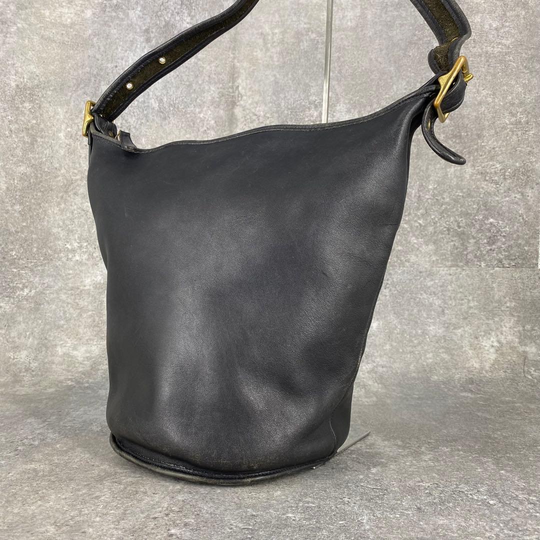 オールドコーチ レザー ショルダーバッグ バケツ型 ブラック 9085