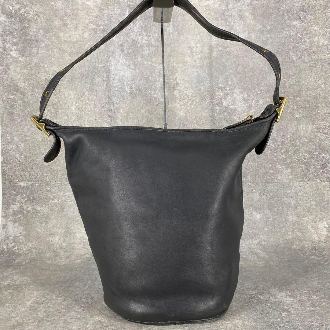オールドコーチ レザー ショルダーバッグ バケツ型 ブラック 9085