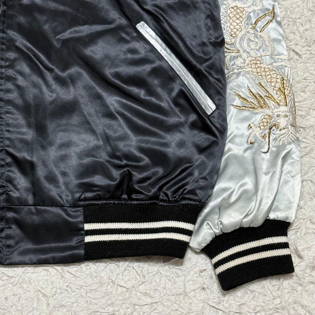 プリンス商会 スカジャン 龍 ドラゴン ブラック&シルバー Lサイズ