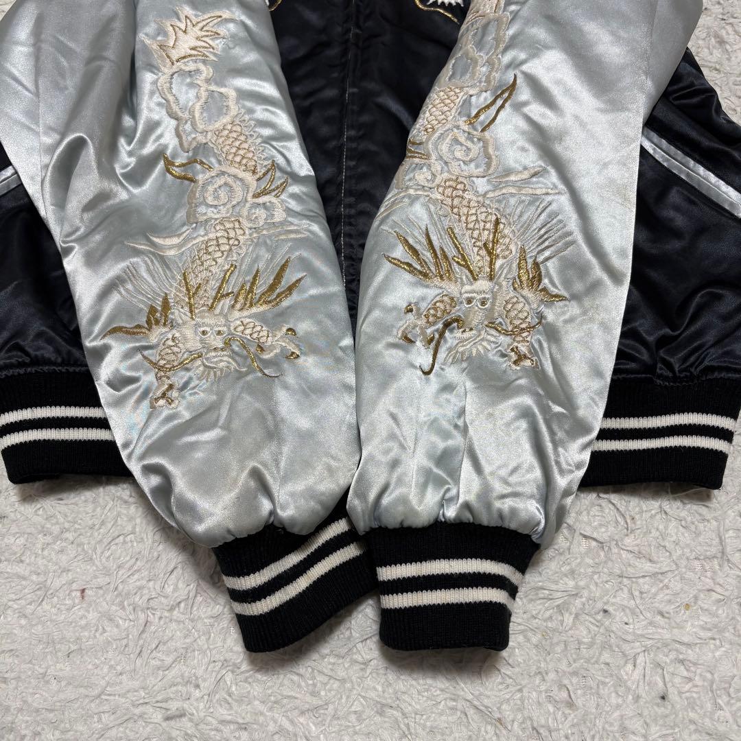 プリンス商会 スカジャン 龍 ドラゴン ブラック&シルバー Lサイズ