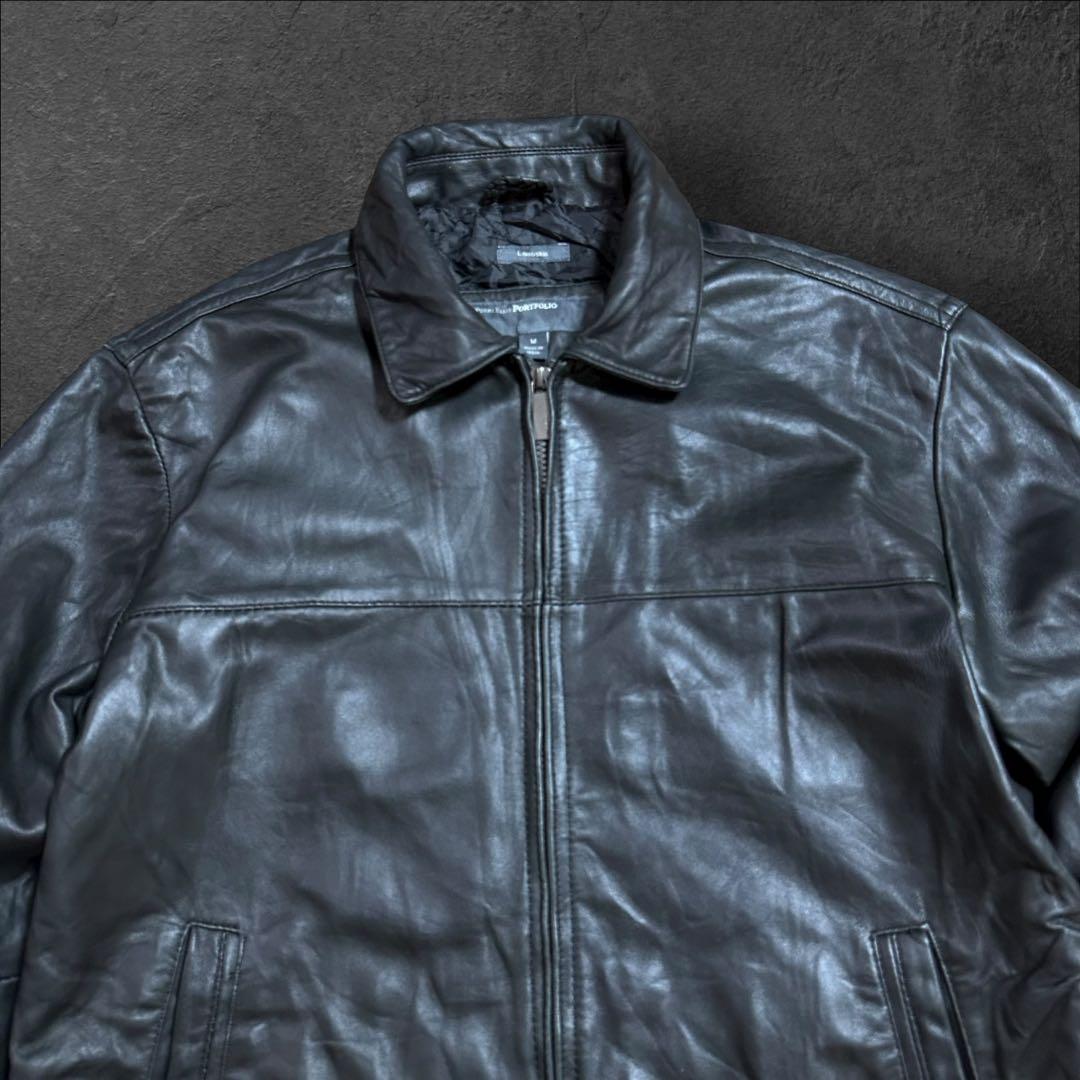 PERRY ELLISペリーエリスPORTFOLIOレザーブルゾンジャケット古着