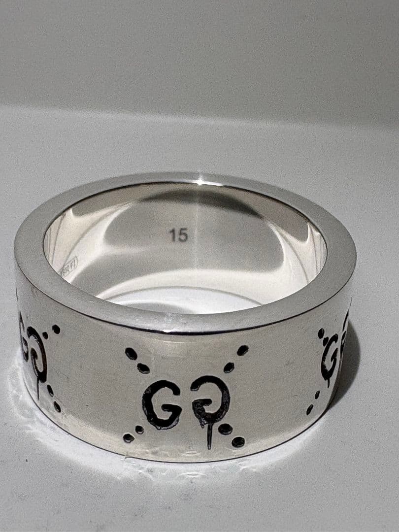 GUCCI ブランデッドG スカル ワイド 刻印サイズ:15号【箱/ポーチ付】