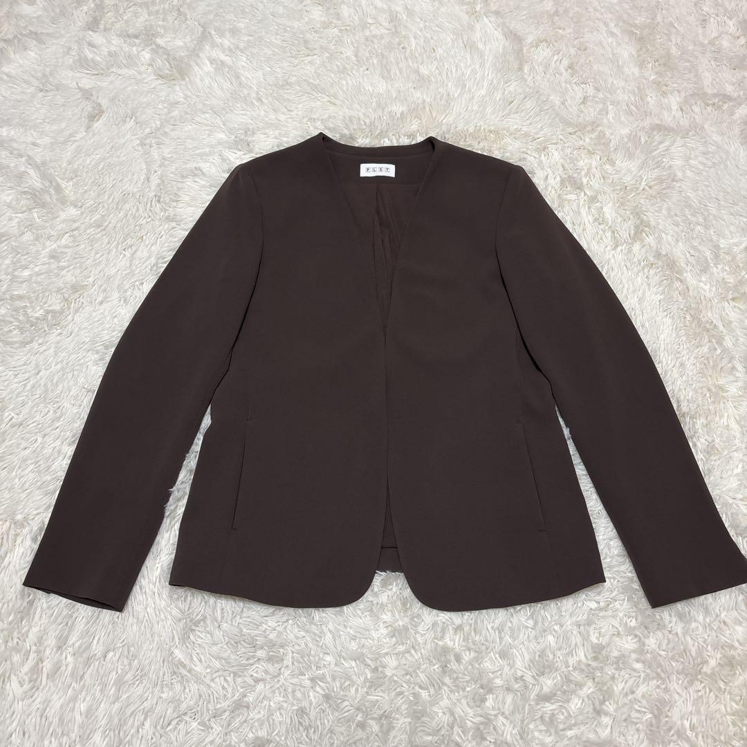 【極美品】プラステ　セットアップ　ノーカラー　トリアセブレンド　ブラウン　L