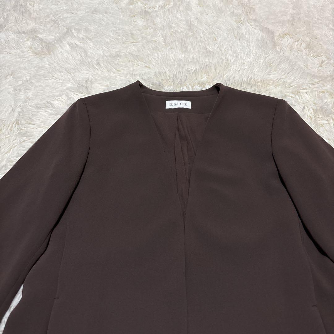 【極美品】プラステ　セットアップ　ノーカラー　トリアセブレンド　ブラウン　L