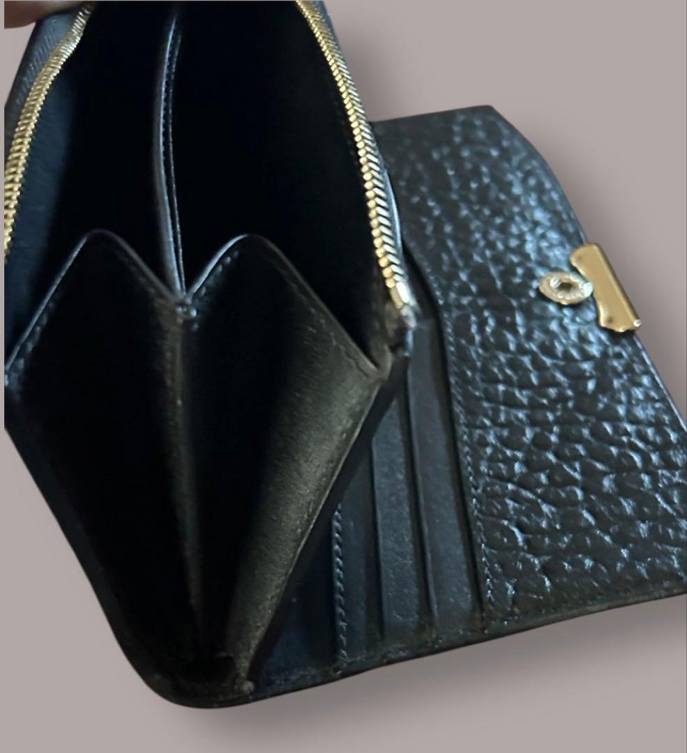 【BURBERRY】美品バーバリー レザー長財布 未使用級　黒L字ファスナー