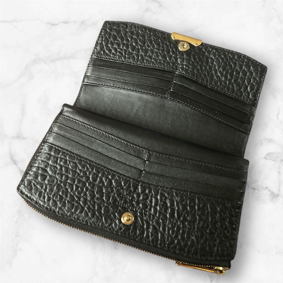 【BURBERRY】美品バーバリー レザー長財布 未使用級　黒L字ファスナー