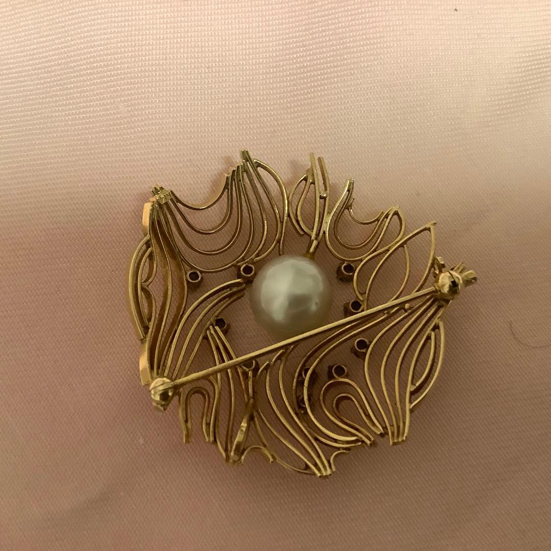 本パールとストーンのブローチ
