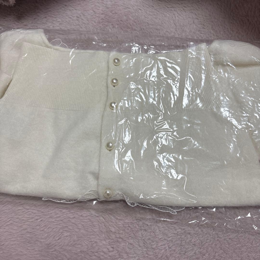 【新品タグ付き】polaura レースフリルカーディガン ホワイト