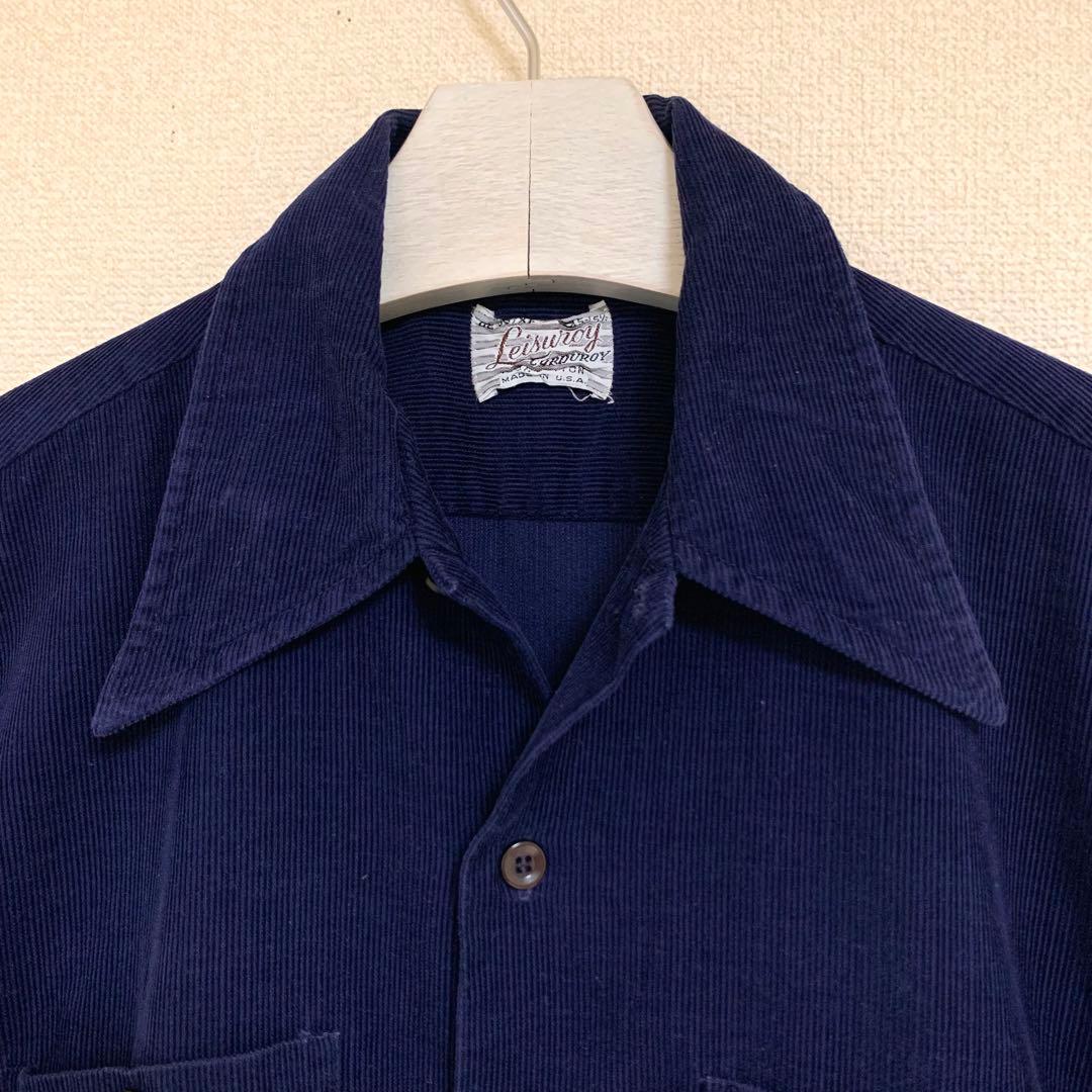 60s Leisuroy USA製 ビンテージ コーデュロイ シャツ M 美品