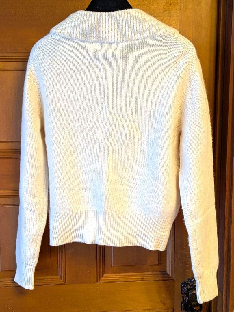 ラルフローレン ホワイト P刺繍 カシミヤ混ハイネックセーター