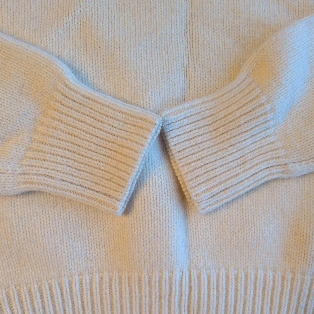 ラルフローレン ホワイト P刺繍 カシミヤ混ハイネックセーター