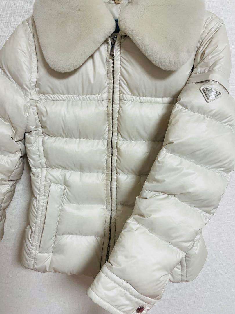 【You様】プラダ　ムートン　ファーダウン　38 ホワイト