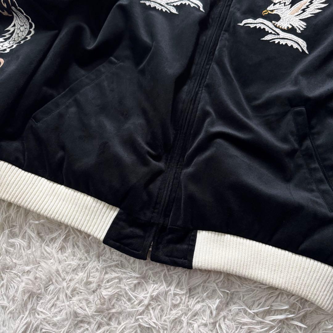 内*田様 美品✨HOUSTON スカジャン　別珍　アラスカ　ベロア　豪華刺繍　黒