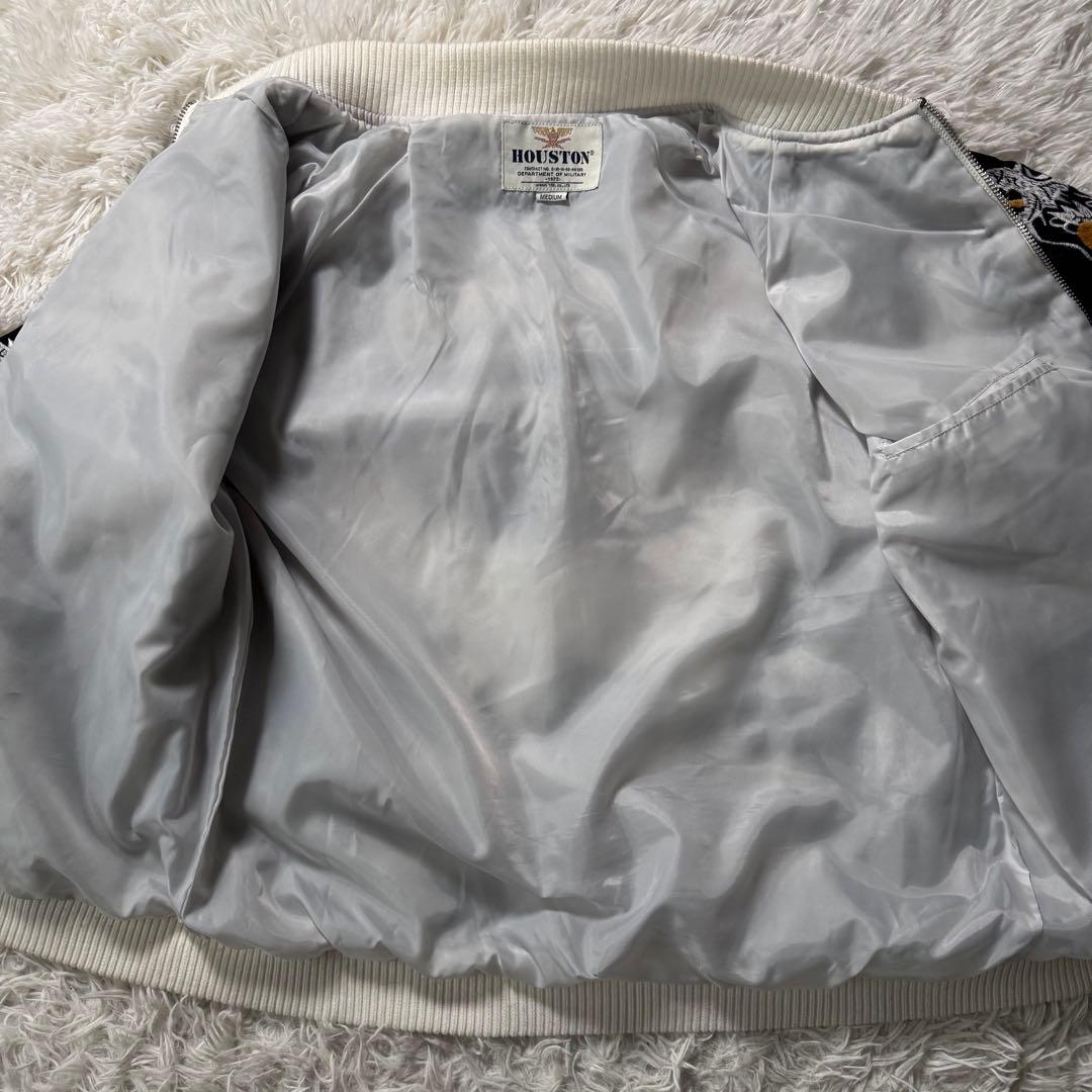 内*田様 美品✨HOUSTON スカジャン　別珍　アラスカ　ベロア　豪華刺繍　黒