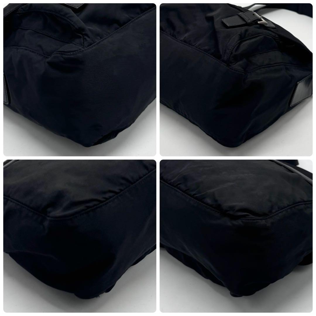 【美品】プラダ メッセンジャーバッグ ショルダーバッグ 斜め掛け 三角ロゴ 黒