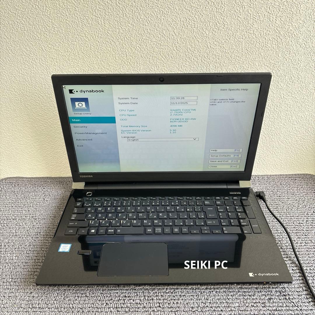 東芝dynabook T75/DB i7第7世代　メモリ4GB #6617