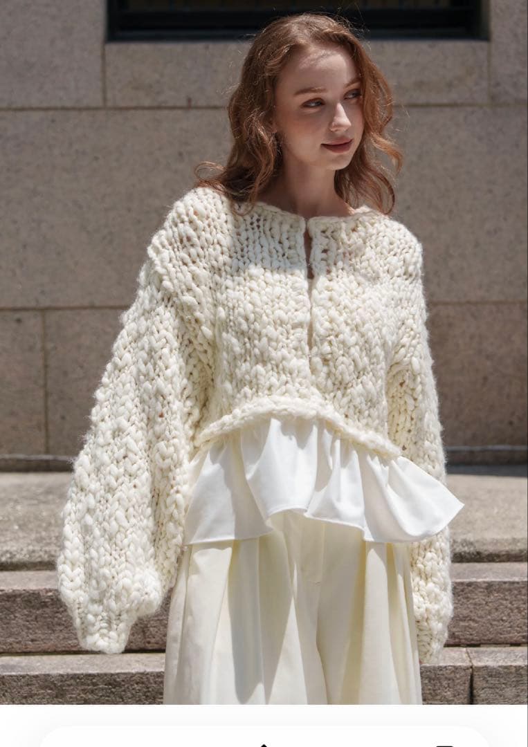 トップス Acka. frill hand knit cardigan