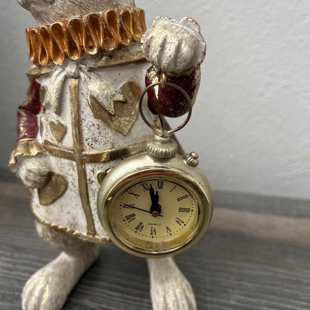 【とも】ウサギの置物 懐中時計付き　2体セット