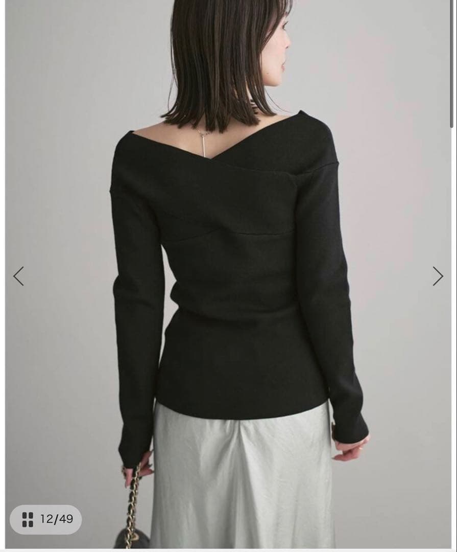 NOBLE クロスリブオフショルダーニット ブラック