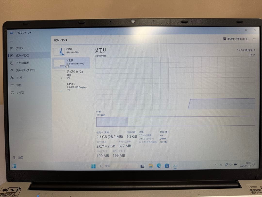 ノートパソコン VETESA Hfbook21 SSD 512GB