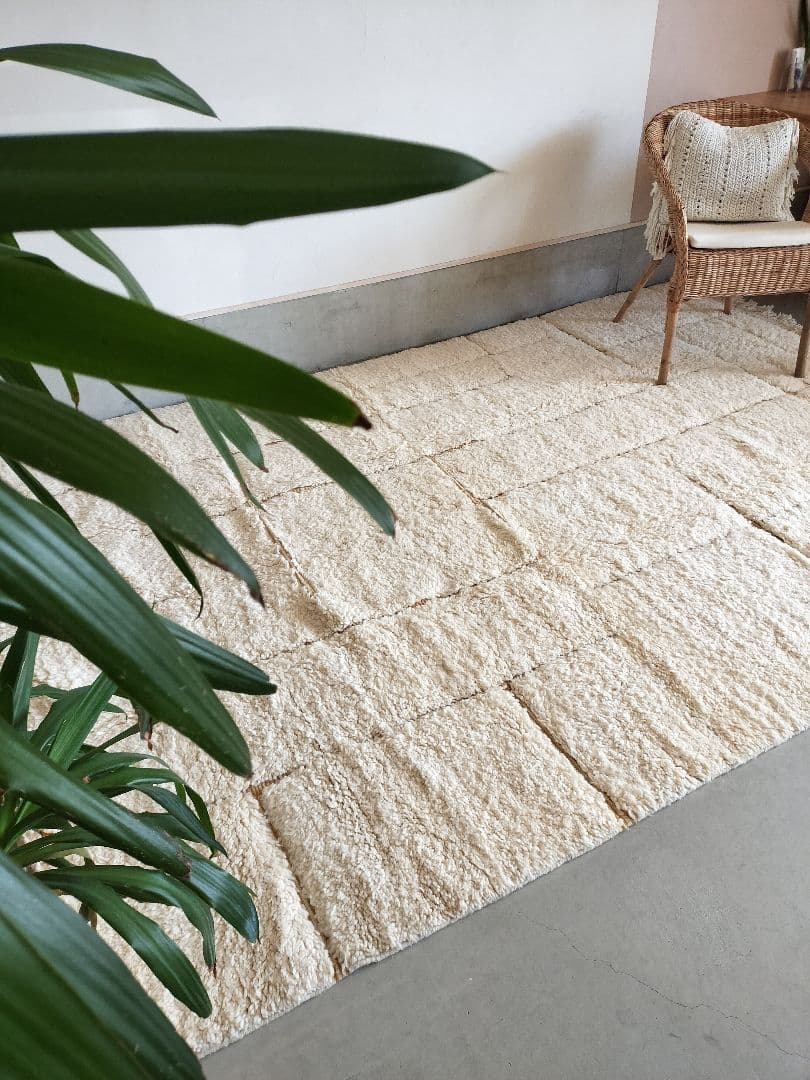 超大判/新品/アイボリーベース縦横ライン平織りマスタードイエロー No.615