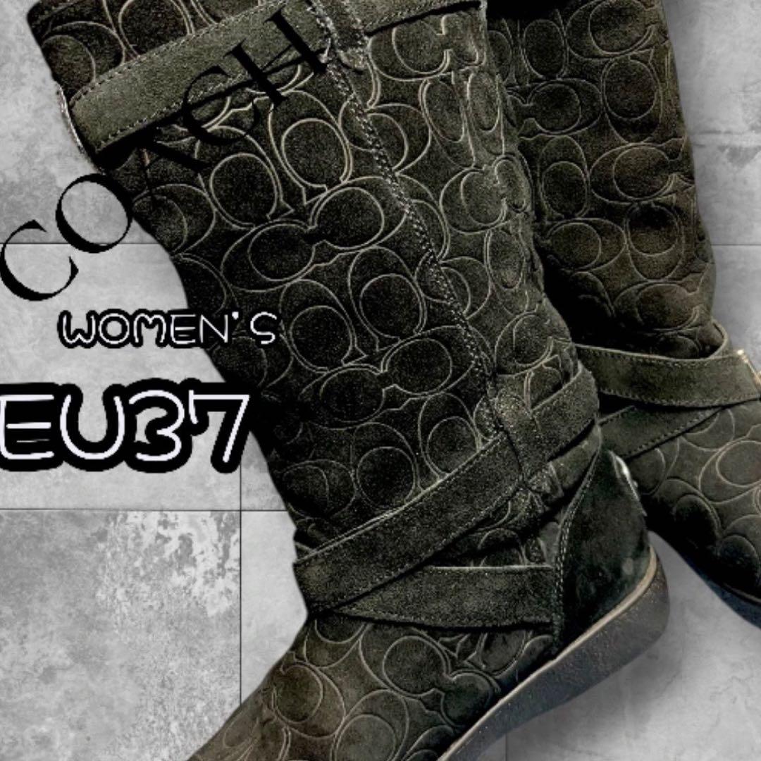 COACH シグネチャー スエード ロングブーツ ワークブーツ ムートンブーツ