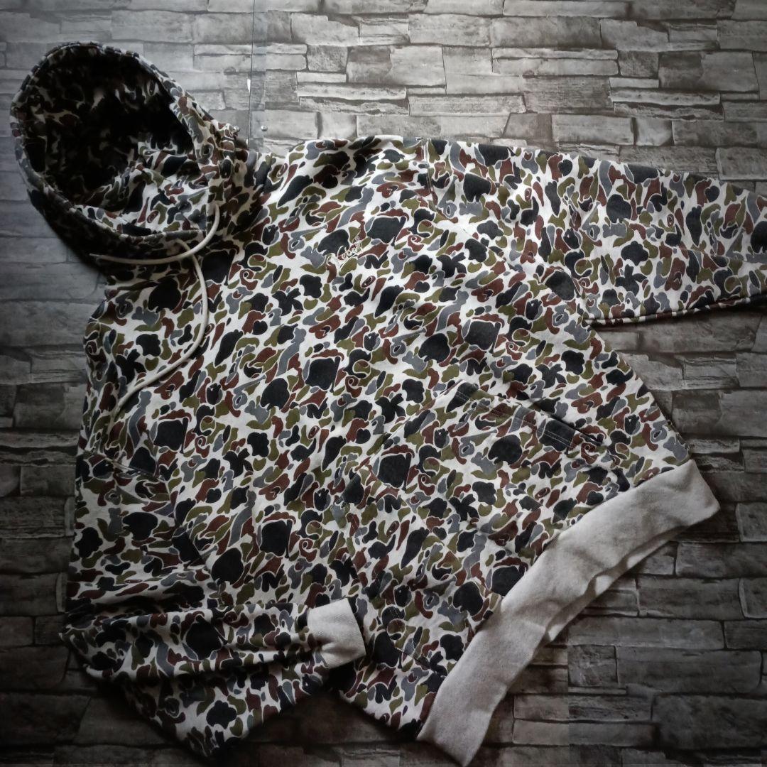 でかい 厚い 重い！ケボズオーバーサイズパーカー カモ柄 バック刺繍ロゴ