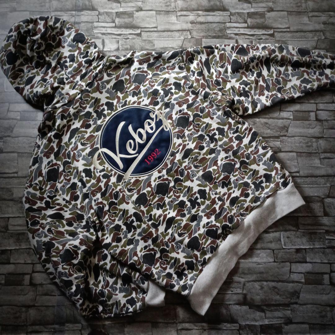 でかい 厚い 重い！ケボズオーバーサイズパーカー カモ柄 バック刺繍ロゴ