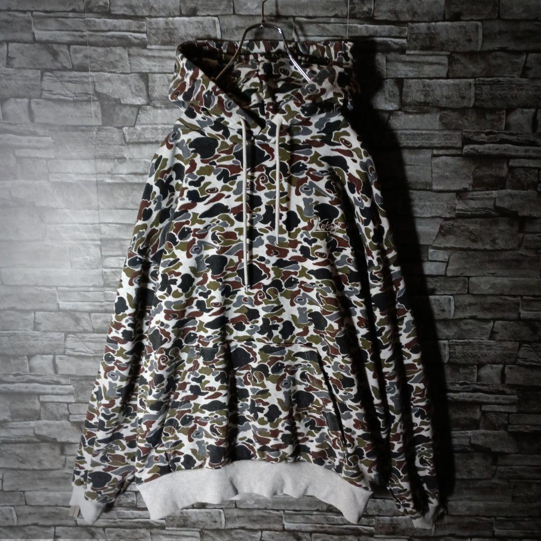 でかい 厚い 重い！ケボズオーバーサイズパーカー カモ柄 バック刺繍ロゴ
