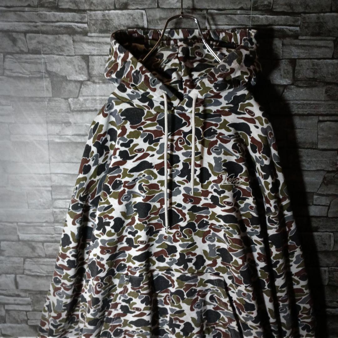 でかい 厚い 重い！ケボズオーバーサイズパーカー カモ柄 バック刺繍ロゴ