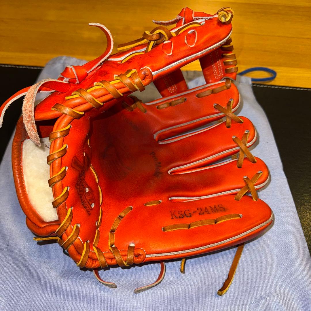 久保田スラッガー 内野手用 硬式グローブ KSG-24MS Fオレンジ 美品！