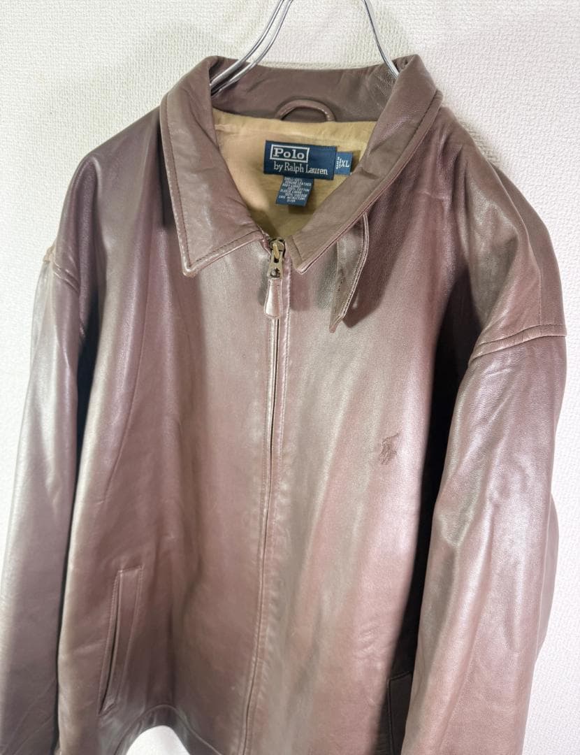 専用 US古着 POLO ラルフローレン 本革 ラムレザー ジャケット ブラウン