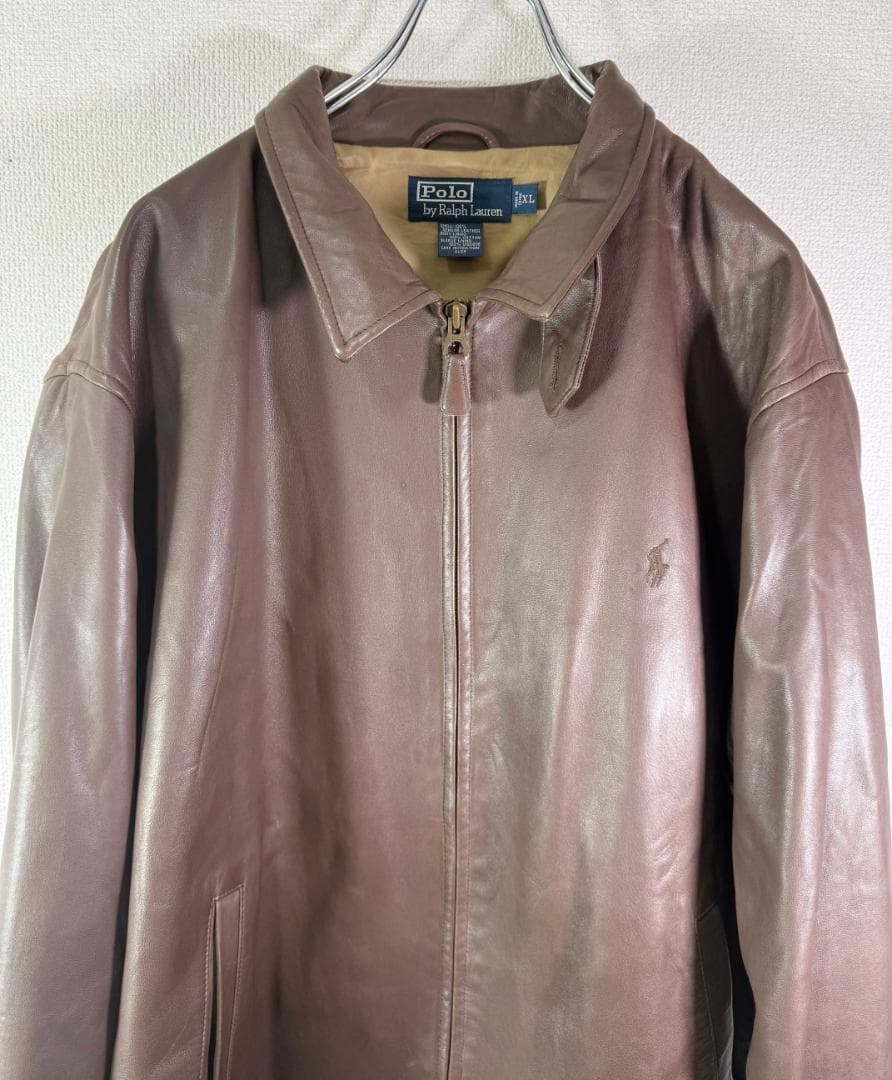専用 US古着 POLO ラルフローレン 本革 ラムレザー ジャケット ブラウン