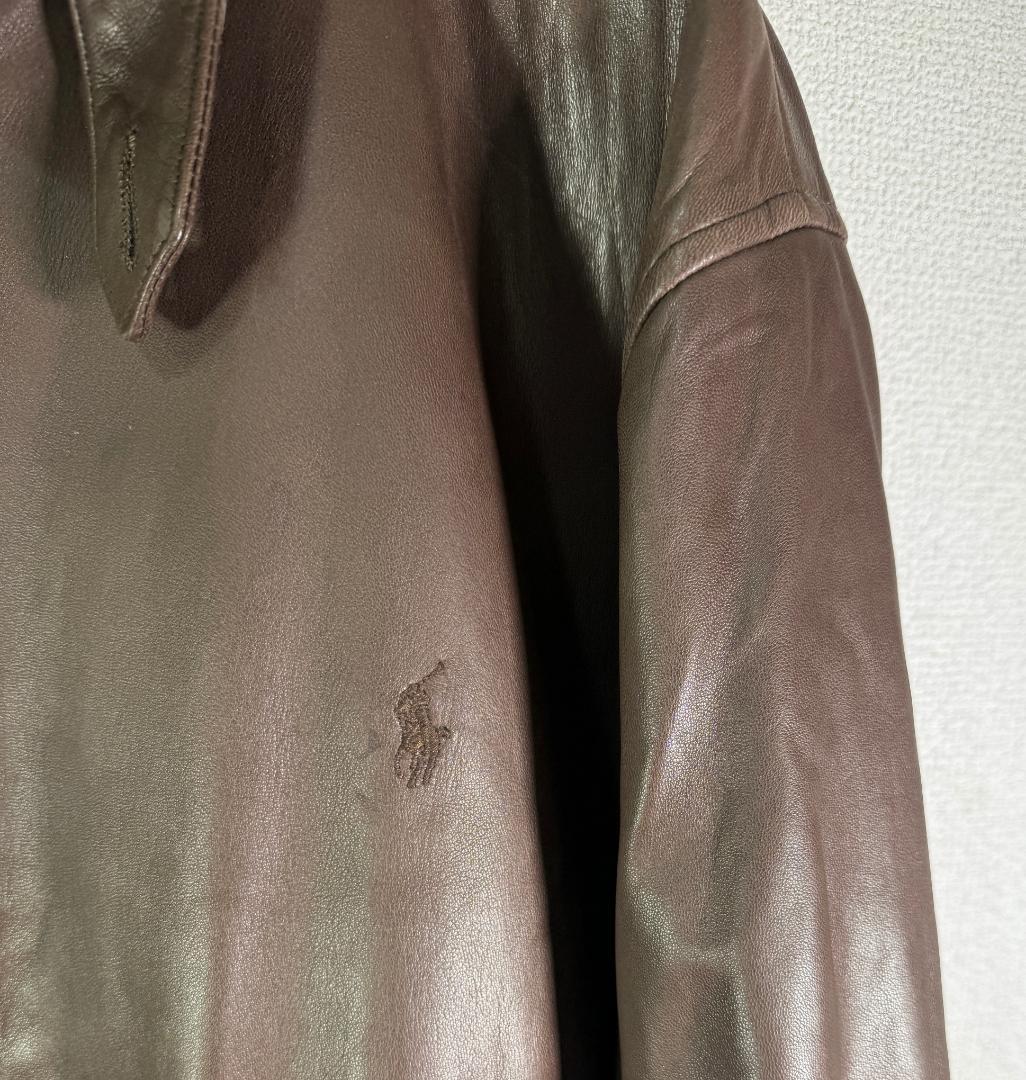 専用 US古着 POLO ラルフローレン 本革 ラムレザー ジャケット ブラウン
