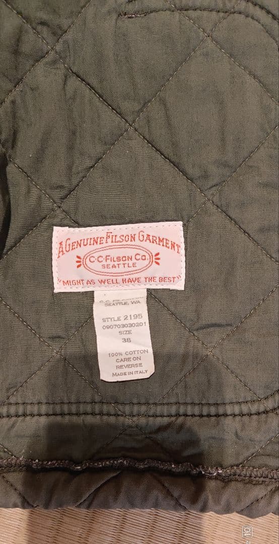 FILSON キルティングジャケット 38 ワッペン　エルボーパッチ