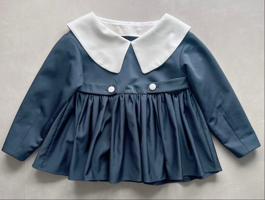 【SEVEN TEN】セブンテン ビッグカラーブラウス ネイビー